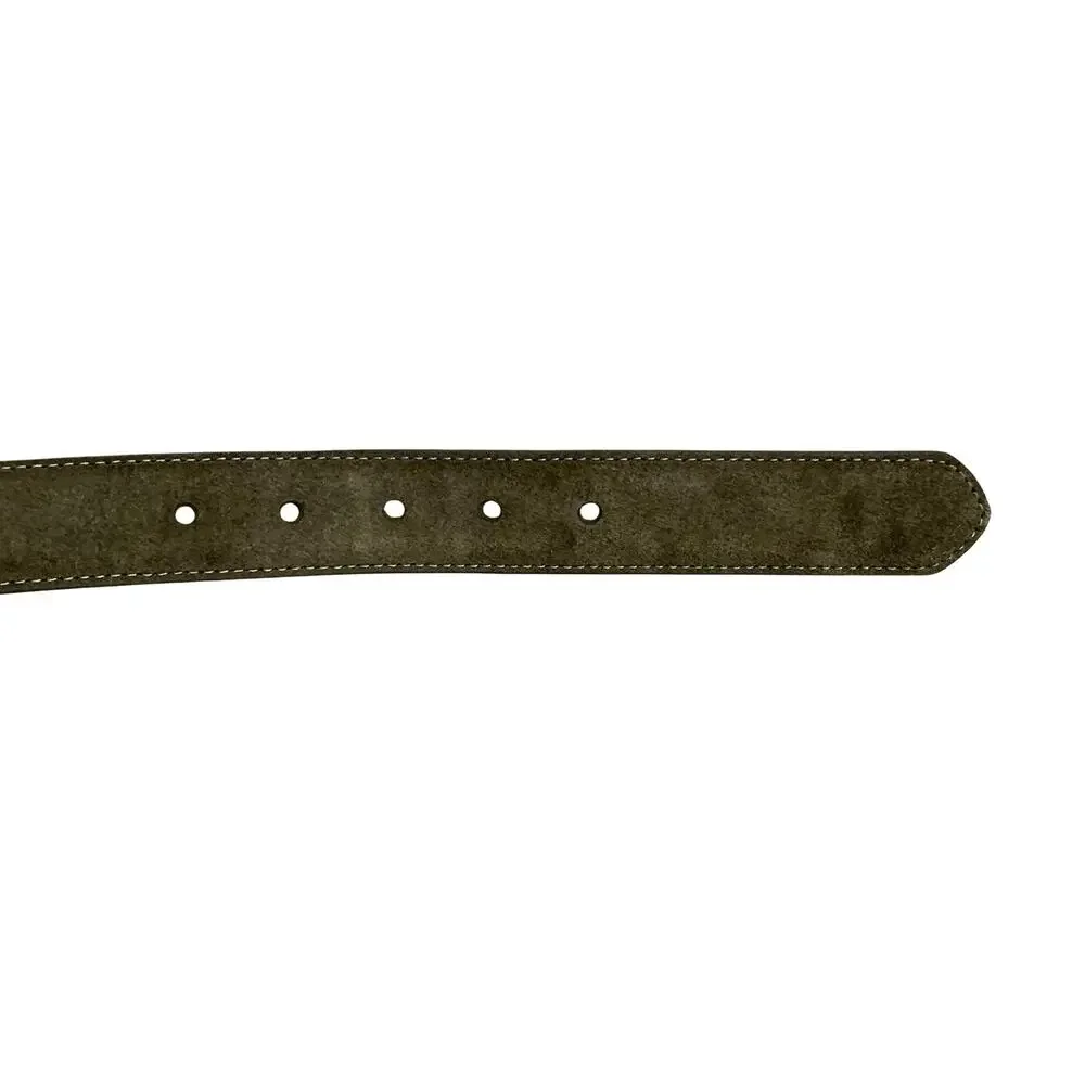 Peter Millar Excursionist Olive Green Velvety Suede Polished Silver Belt Size 32
